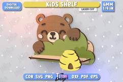 Kids Shelf Laser Cut | Book Rack | Nursery Décor | Bear Product Image 1