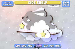 Kids Shelf Laser Cut | Book Rack | Nursery Décor | Bunny Product Image 1