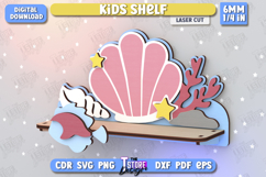 Kids Shelf Laser Cut | Book Rack | Nursery Décor | Seashell Product Image 1