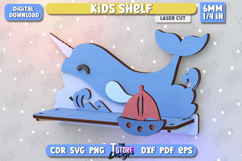 Kids Shelf Laser Cut | Book Rack | Nursery Décor | Narwhal Product Image 1