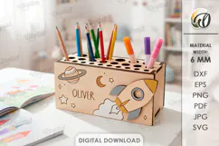 Kids Stationery Holder Laser Cut. Pencil Holder SVG Product Image 1