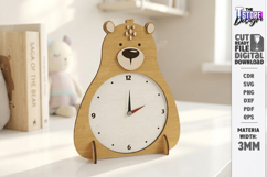 Kids Table Clock Laser Cut | Bear Shaped Clock | Kids Laser Product Image 1