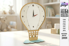 Kids Table Clock Laser Cut | Hot Air Balloon | Kids Laser Product Image 1