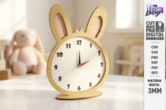 Kids Table Clock Laser Cut | Bunny Shaped Clock | Kids Laser Product Image 1