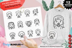 Kids With Happy Smiling Facial Expressions Clipart Set Product Image 1