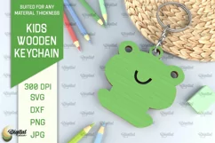Kids Wooden Keychain Laser Cut. Key Ring for Kids SVG Product Image 1