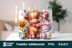 Baby highland cow sunflower tumbler wrap 20 Oz design Product Image 1