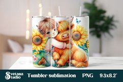 Baby highland cow flower tumbler wrap sublimation bundle Product Image 3