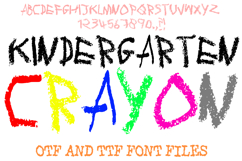 Kindergarten Crayon Font Hand-Drawn Child Handwriting Letters by Squeeb Creative
