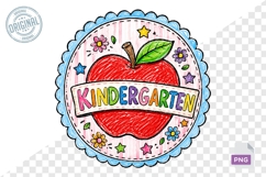 Kindergarten Teacher Apple PNG School Badge Design Product Image 1