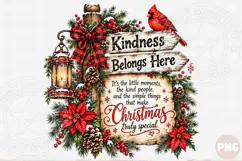 Kindness Belongs Here PNG | Christmas Cardinal Rustic Sign S Product Image 1