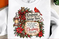 Kindness Belongs Here PNG | Christmas Cardinal Rustic Sign S Product Image 2