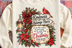 Kindness Belongs Here PNG | Christmas Cardinal Rustic Sign S Product Image 4