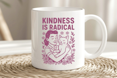 Kindness Is Radical SVG Retro Cat Lady Clipart, Feminist PNG Product Image 3