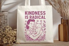 Kindness Is Radical SVG Retro Cat Lady Clipart, Feminist PNG Product Image 2