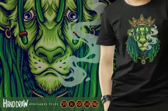 King Lion Gold crown Green weed smoke Cartoon Illustrations Product Image 5
