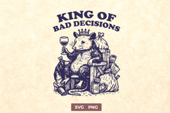 King of Bad Decisions SVG Funny Opossum Trash PNG Clipart Product Image 1