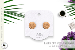 Round Floral Stud Earrings Laser Cut Product Image 4