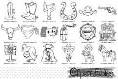 WILD WEST digital stamps, Western, Saloon, Cowboy outline Product Image 2