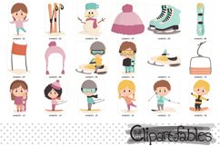 WINTER SPORTS clipart set, Snowboard, Ski, Skate design Product Image 2