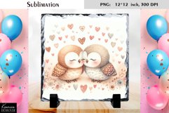 Kissing Owls|Love Slate Sublimation Design Product Image 1