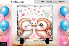 Kissing Owls|Love Slate Sublimation Design Product Image 1