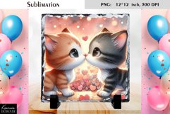 Kissing Cats|Love Slate Sublimation Design Product Image 1
