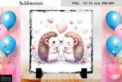 Kissing Hedgehogs|Love Slate Sublimation Design Product Image 1