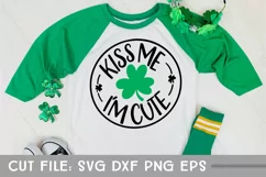 Kiss Me I'm Cute, St Patricks Day Baby SVG, Hand Lettered Product Image 3
