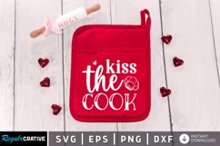 Kiss the cook SVG, Valentine Potholder SVG Design Product Image 1