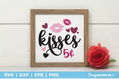 Kisses 5 Cents SVG | Valentine's Day Sign SVG File Product Image 1