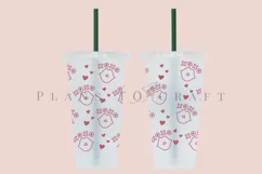 kisses smooches valentine starbucks 24oz cold cup wrap svg presized template for tumbler venti