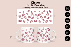 kisses valentine coffee glass wrap svg glass mug svg presized for 11oz and 15oz glass ready to cut and sublimation files