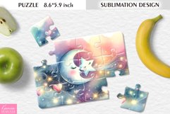 Watercolor Kissing Moon and Star| Kids Sublimation Puzzle Product Image 1