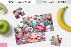 Watercolor Funny Kissing Fishes| Kids Sublimation Puzzle Product Image 1
