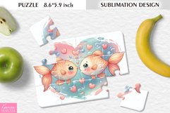 Watercolor Funny Kissing Fishes| Kids Sublimation Puzzle Product Image 1