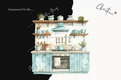 Watercolor Blue Kitchen Clipart | Coastal PNG Product Image 2