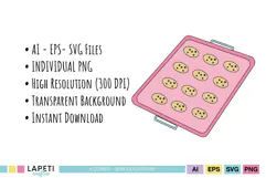 Baking themed digital illustrations for bakery recipe and kitchen craft projects
