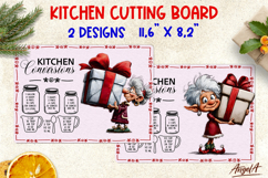 Christmas cutting board Kitchen board Old lady Elf Gift box Product Image 1