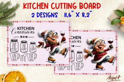 Christmas cutting board Kitchen board Old lady skating PNG Product Image 1