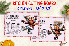Christmas cutting board Chopping board Old lady skating PNG Product Image 1