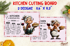 Kitchen board Christmas cutting board Funny elderly lady PNG Product Image 1