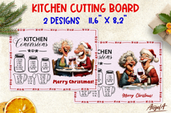 Merry Christmas glass cutting board Old lady Santa Humor PNG Product Image 1