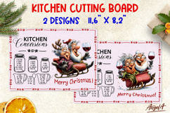 Merry Christmas glass cutting board Old lady Santa Claus PNG Product Image 1