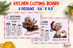 Christmas kitchen cutting board Elderly lady Santa Claus Product Image 1