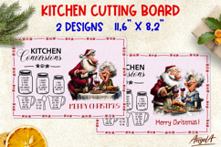 Christmas kitchen chopping board Santa and funny Old lady Product Image 1