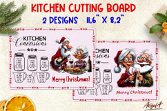 Merry Christmas kitchen chopping board Funny Santa Old lady Product Image 1