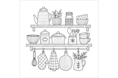Cozy Kitchen Shelf Hand Embroidery Pattern PDF, Rustic Kitch Product Image 2