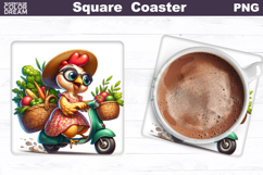 Funny Chicken Square Coaster | Mothers Day Sublimation Product Image 1
