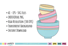 Kitchen clipart collection with simple colorful baking essentials